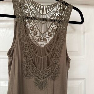 Elegant Olive Lace Back Tank Dress
